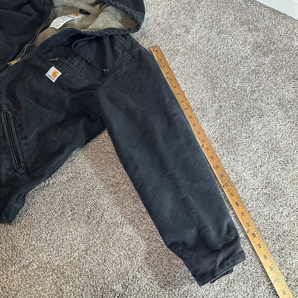 Womens L Carhartt Black W3141 Weathered Coat Jacket Sherpa Lined Hooded - Picture 6 of 11